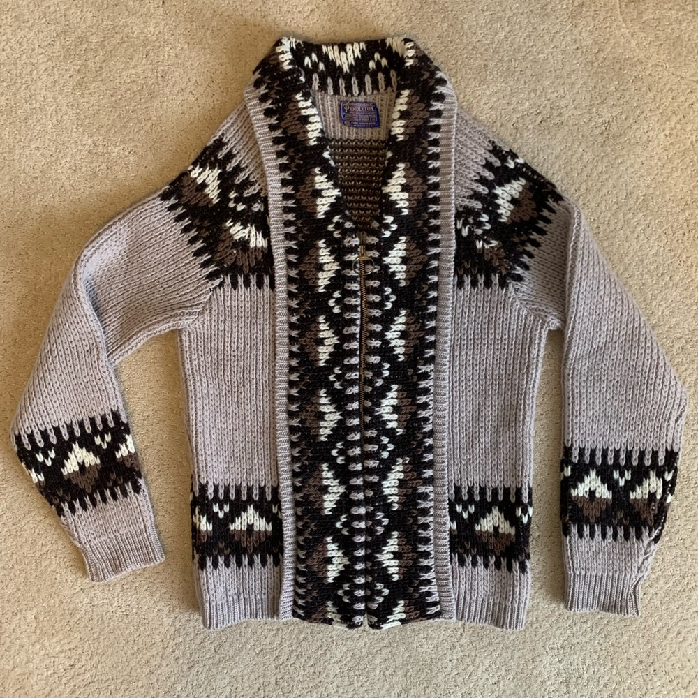 Pendleton Vintage Unisex 100% Wool Cowichan Zipper Cardigan